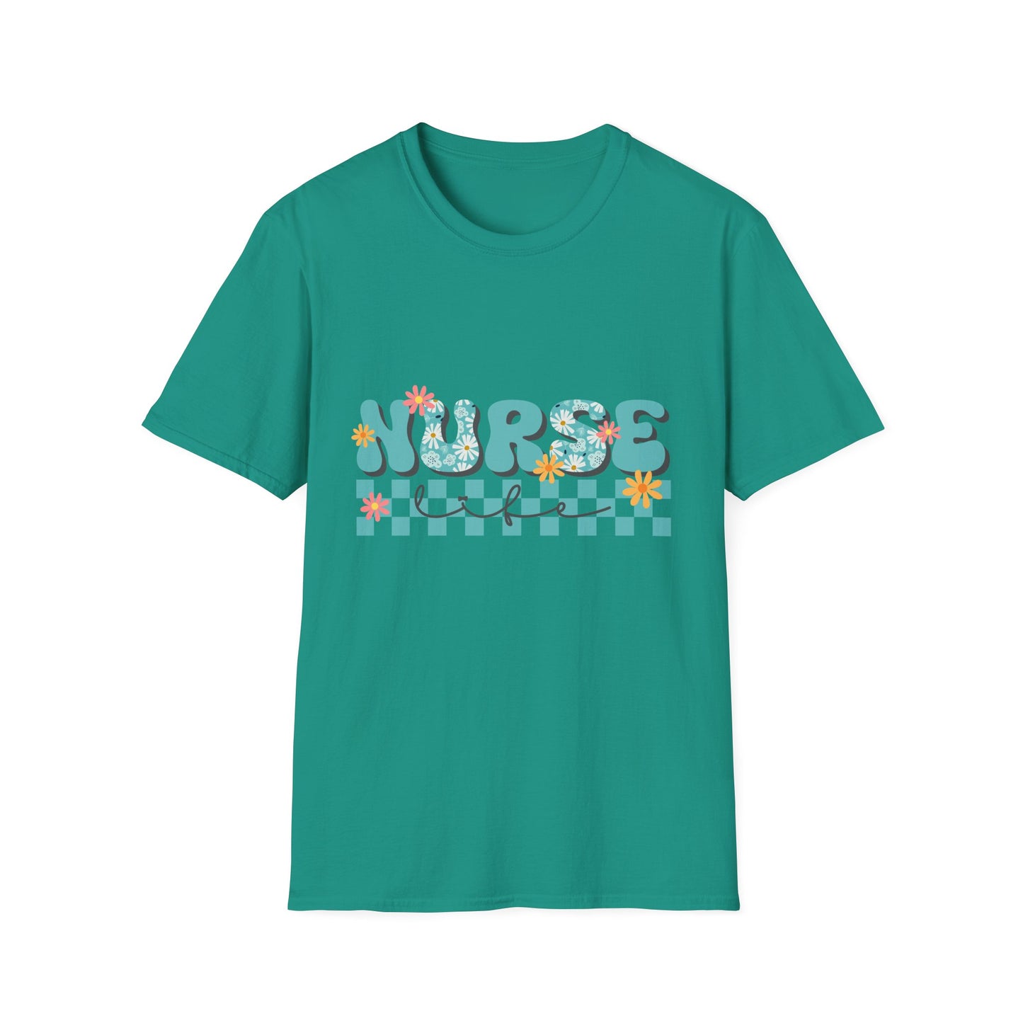 Nurse Floral Checkerboard T-Shirt