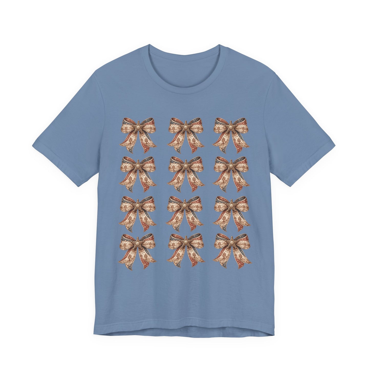 Bow Pattern Tee — Vintage Floral Ribbon Graphic Shirt