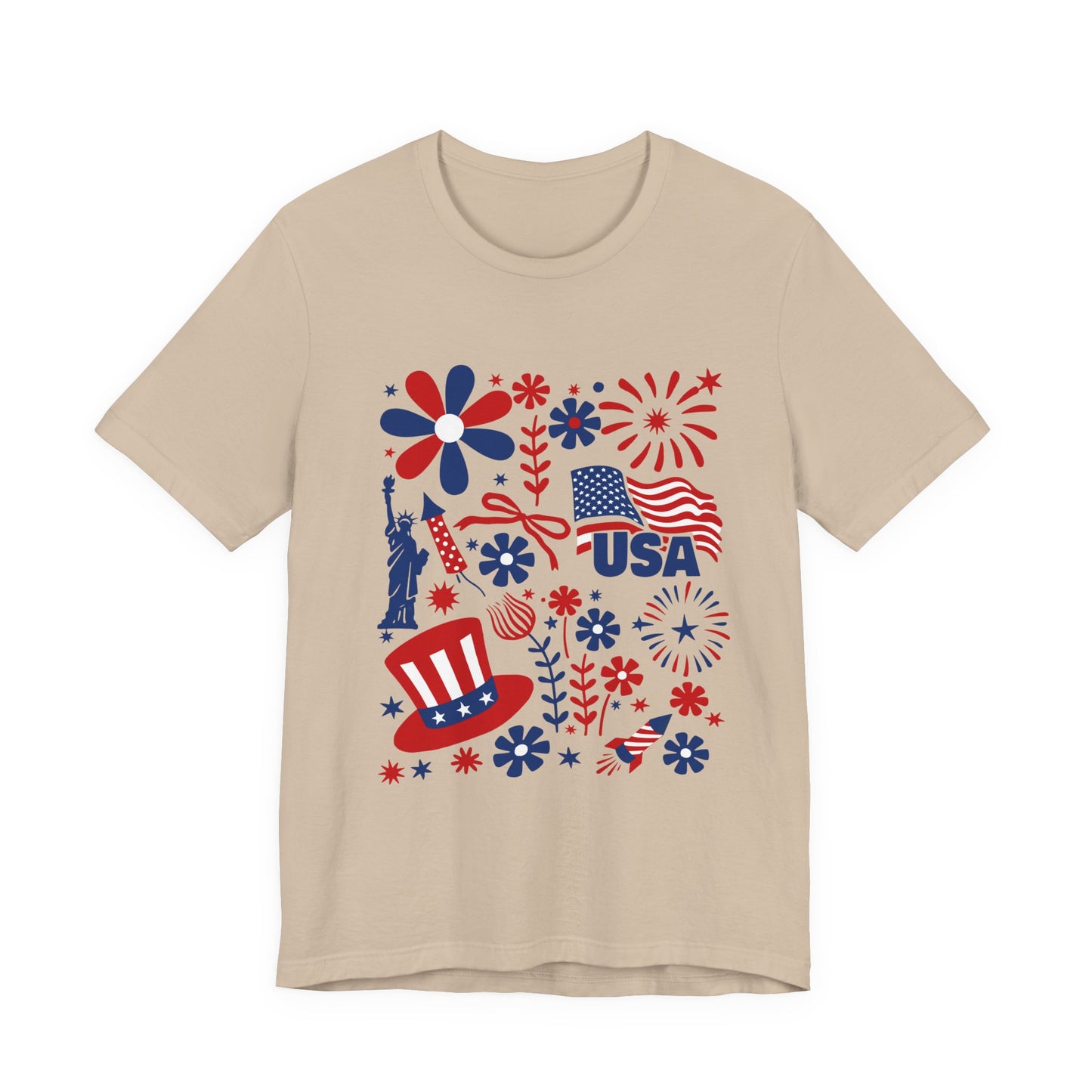 USA Patriotic T-Shirt – Fourth of July Fireworks & Liberty Graphic Tee