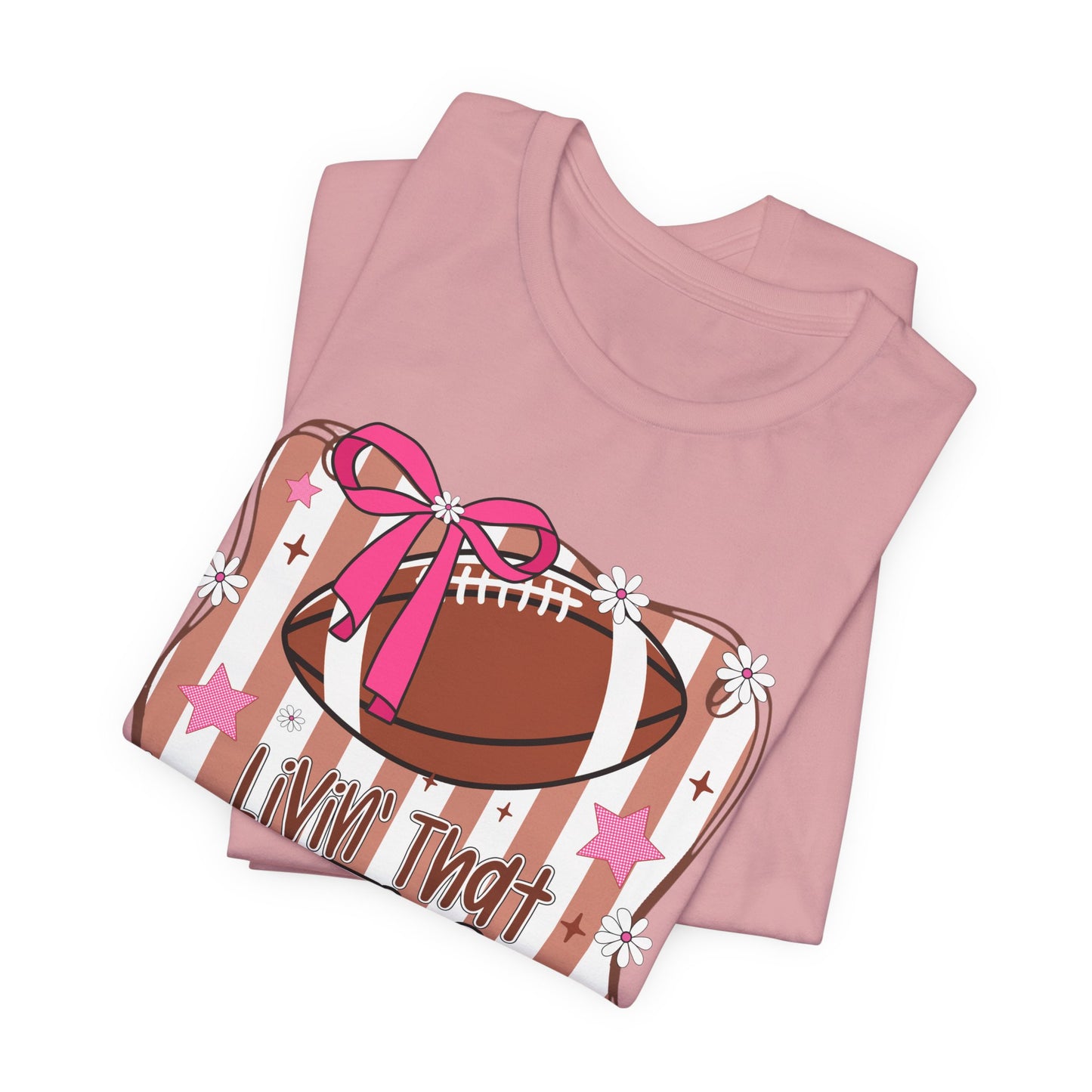 Football Mom Life T-Shirt — Pink Bow Football Mom Tee
