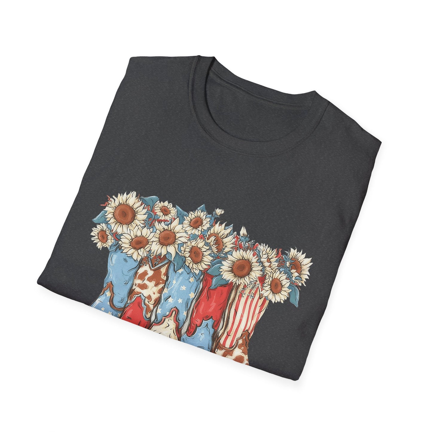 Patriotic Sunflower Cowboy Boots T-Shirt