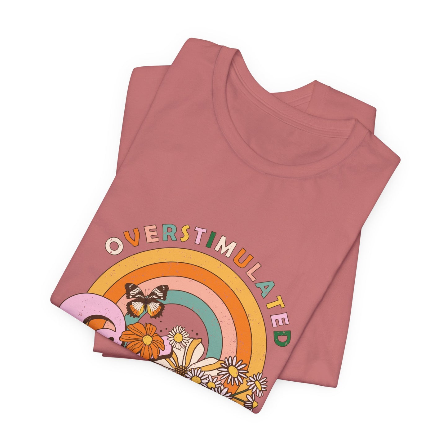 Overstimulated Moms Club Tee — Retro Rainbow Floral Mother's Day Shirt