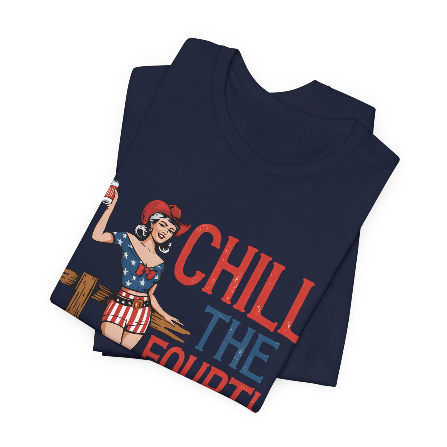 Fourth of July Tee - "Chill the Fourth Out" Vintage Pinup Patriotic Shirt