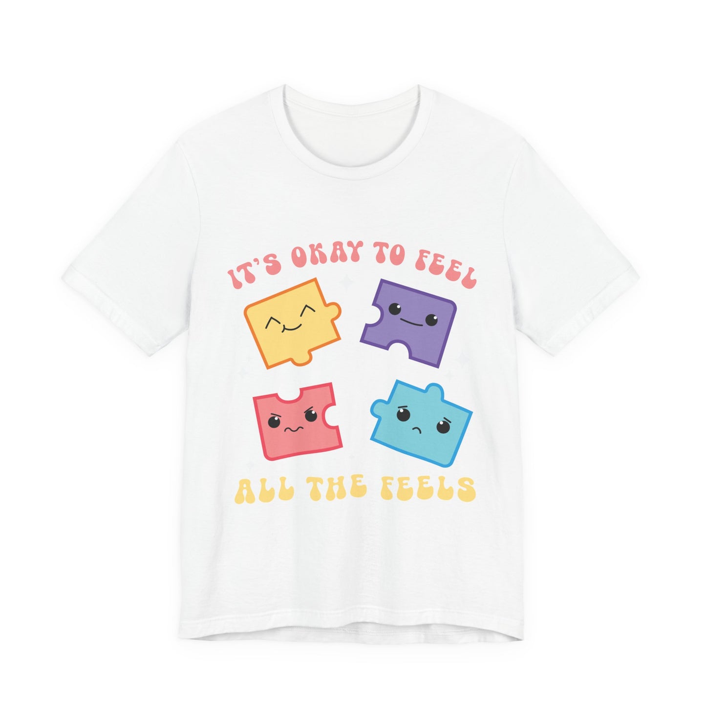 “It’s Okay to Feel” Puzzle Pieces Tee — Mental Health Awareness Comfort Shirt