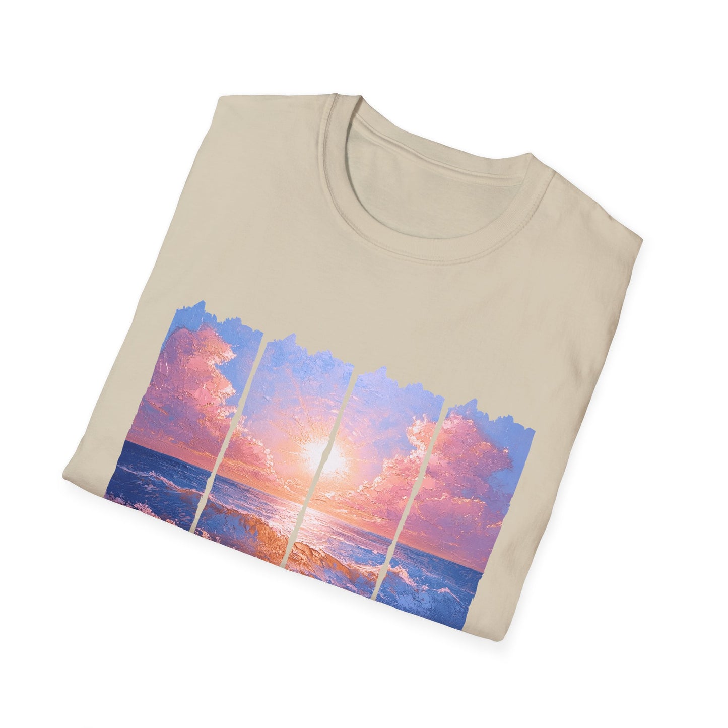 Sunset Ocean Panel T-Shirt — "Pray Without Ceasing" Inspirational Beach Tee