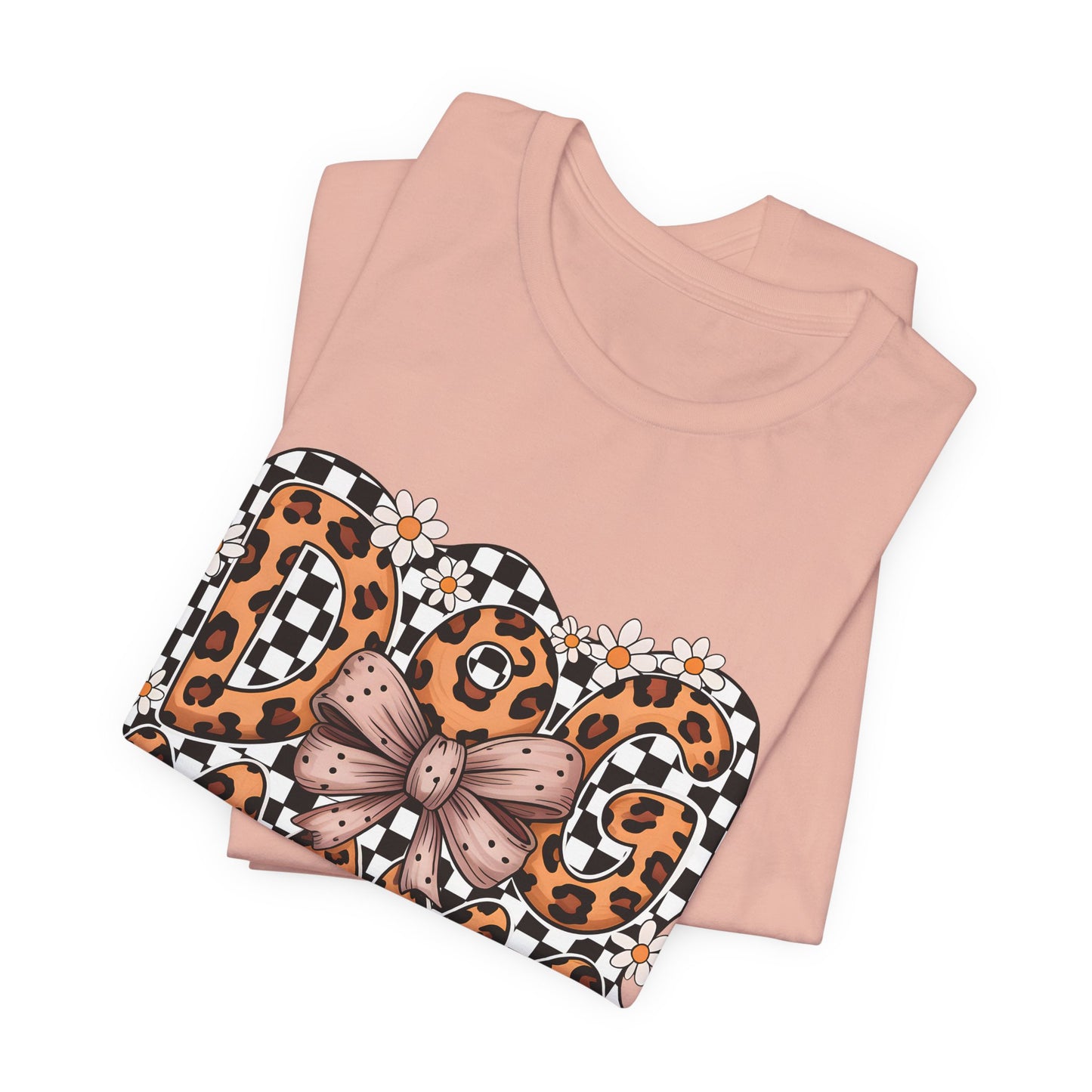 Dog Mama Leopard Print Tee — Floral Bow Pet Lover T‑Shirt