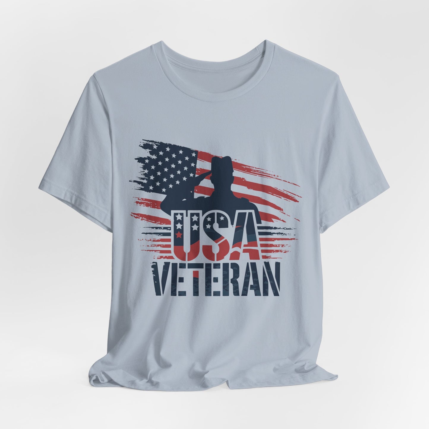 USA Veteran T-Shirt – American Flag Silhouette Patriotic Tee