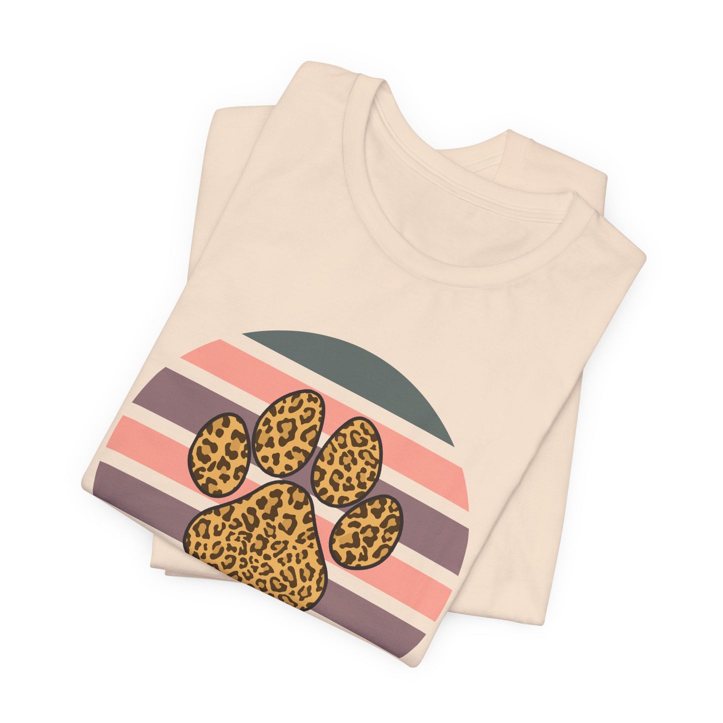 Dog Mom Leopard Paw Tee — Retro Striped Pet Lover T‑Shirt