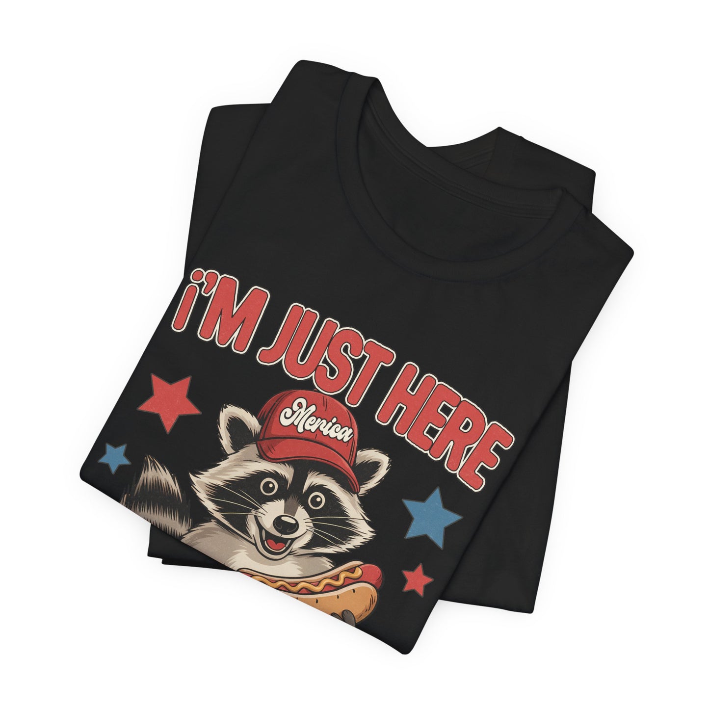 Patriotic Raccoon Hot Dog Tee — “I'm Just Here For The Winans” Graphic T-Shirt