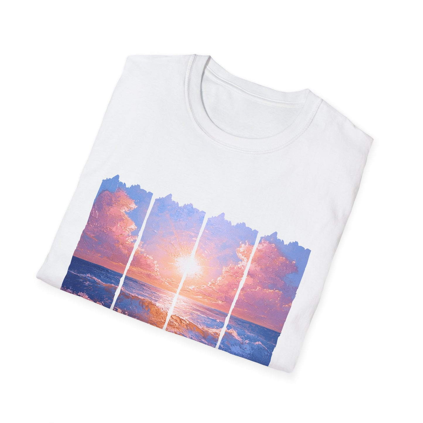 Sunset Ocean Panel T-Shirt — "Pray Without Ceasing" Inspirational Beach Tee