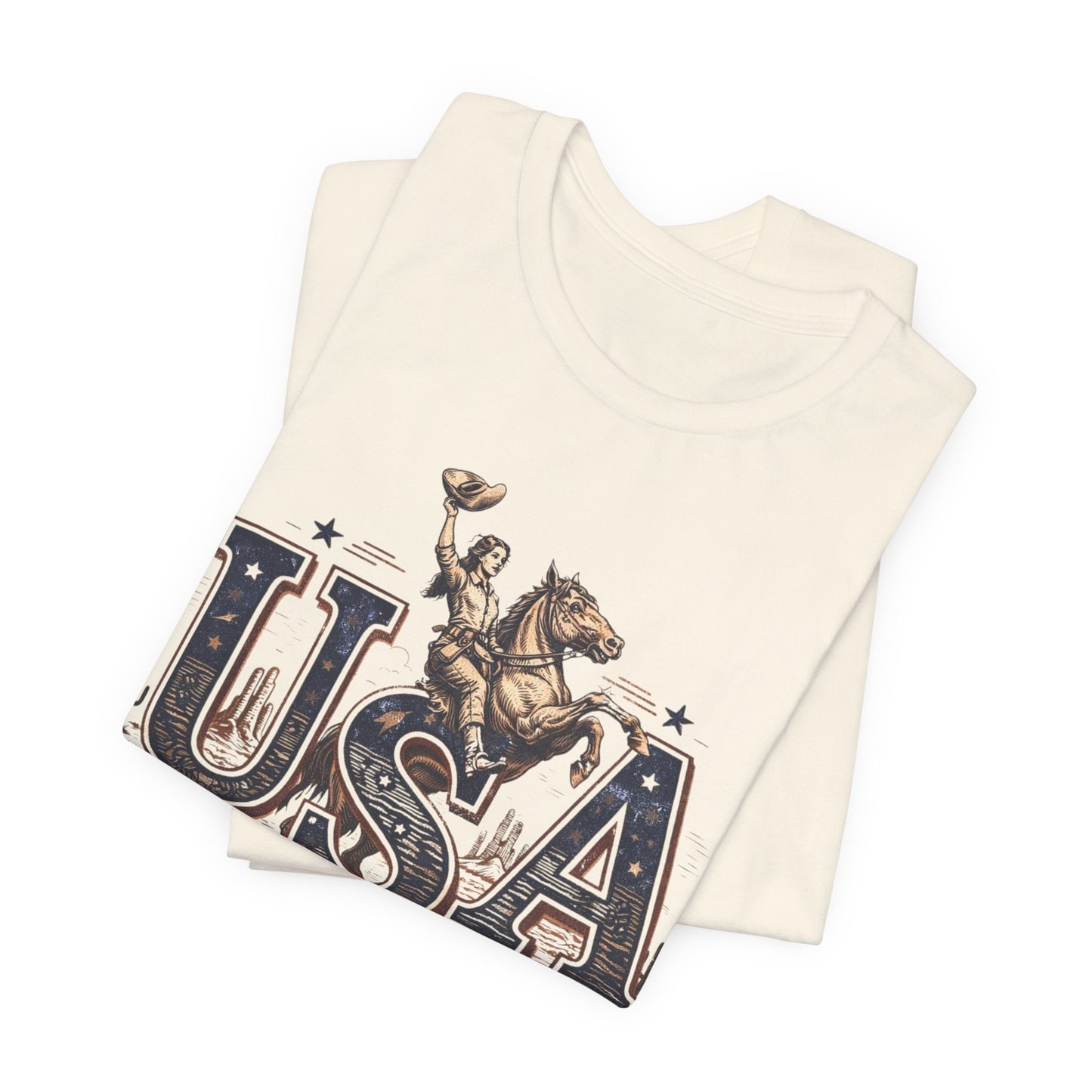 USA Western Rodeo T-Shirt – 'USA EST 1776' Patriotic Cowboy Tee