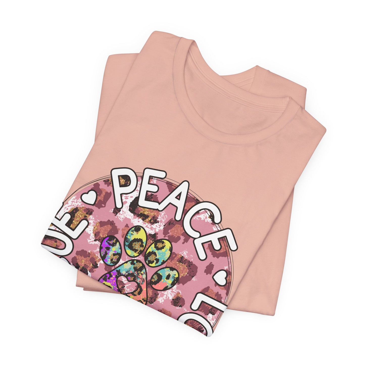 Peace Love Rescue Graphic Tee — Pet Rescue Paw Print Shirt