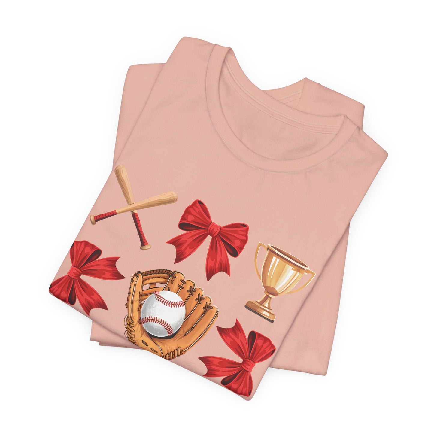 Baseball Icons Graphic Tee — Glove, Bat & Trophy Design
