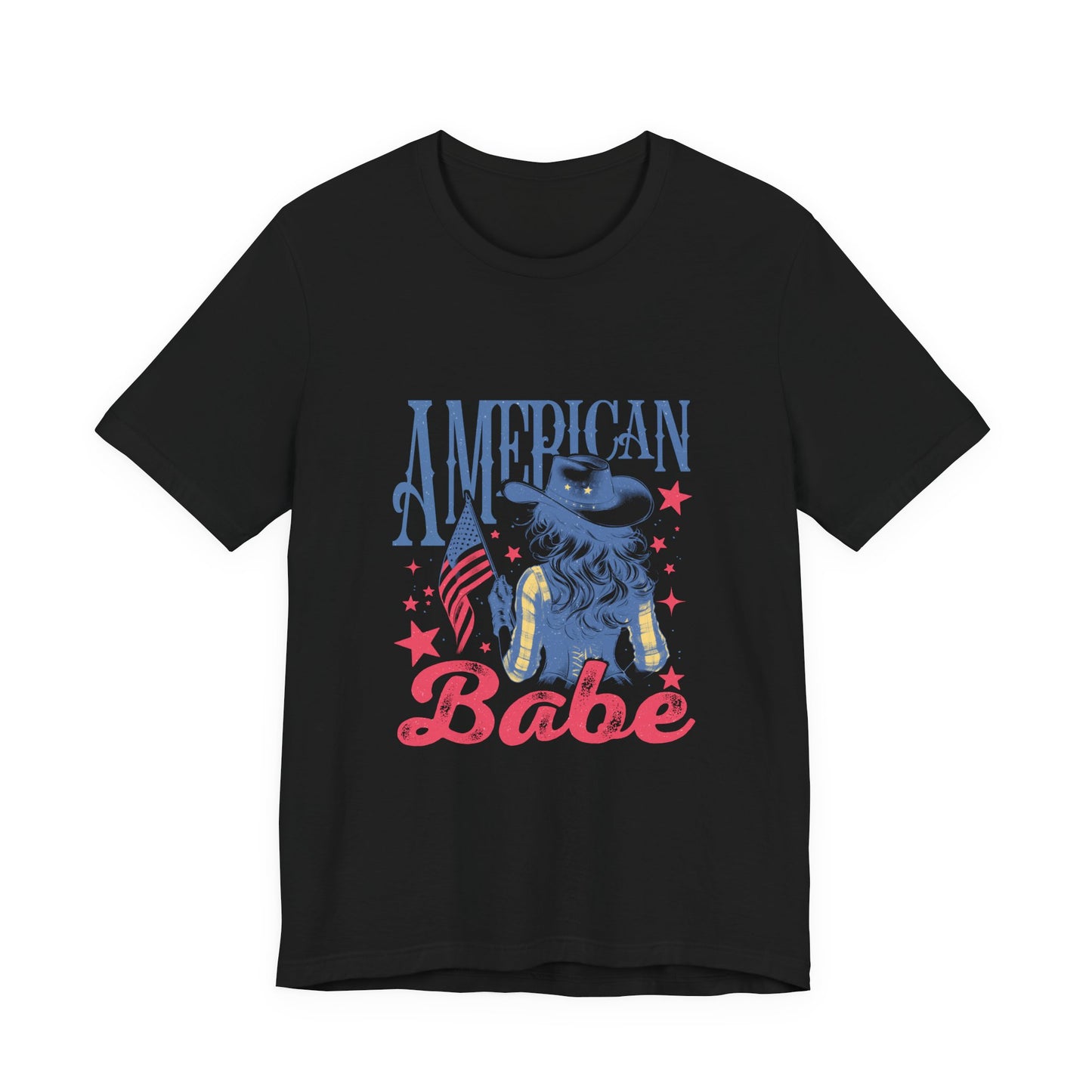 American Babe T-Shirt – Patriotic Cowgirl Stars & Stripes Tee (4th of July)