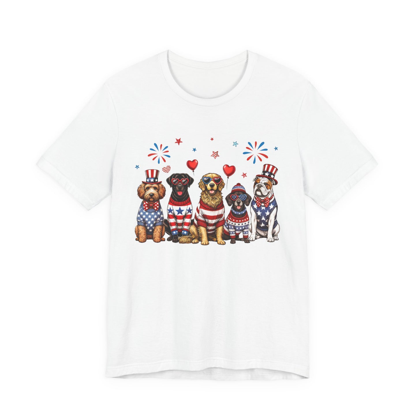 Patriotic Dogs T‑Shirt — 4th of July American Flag Pups Tee