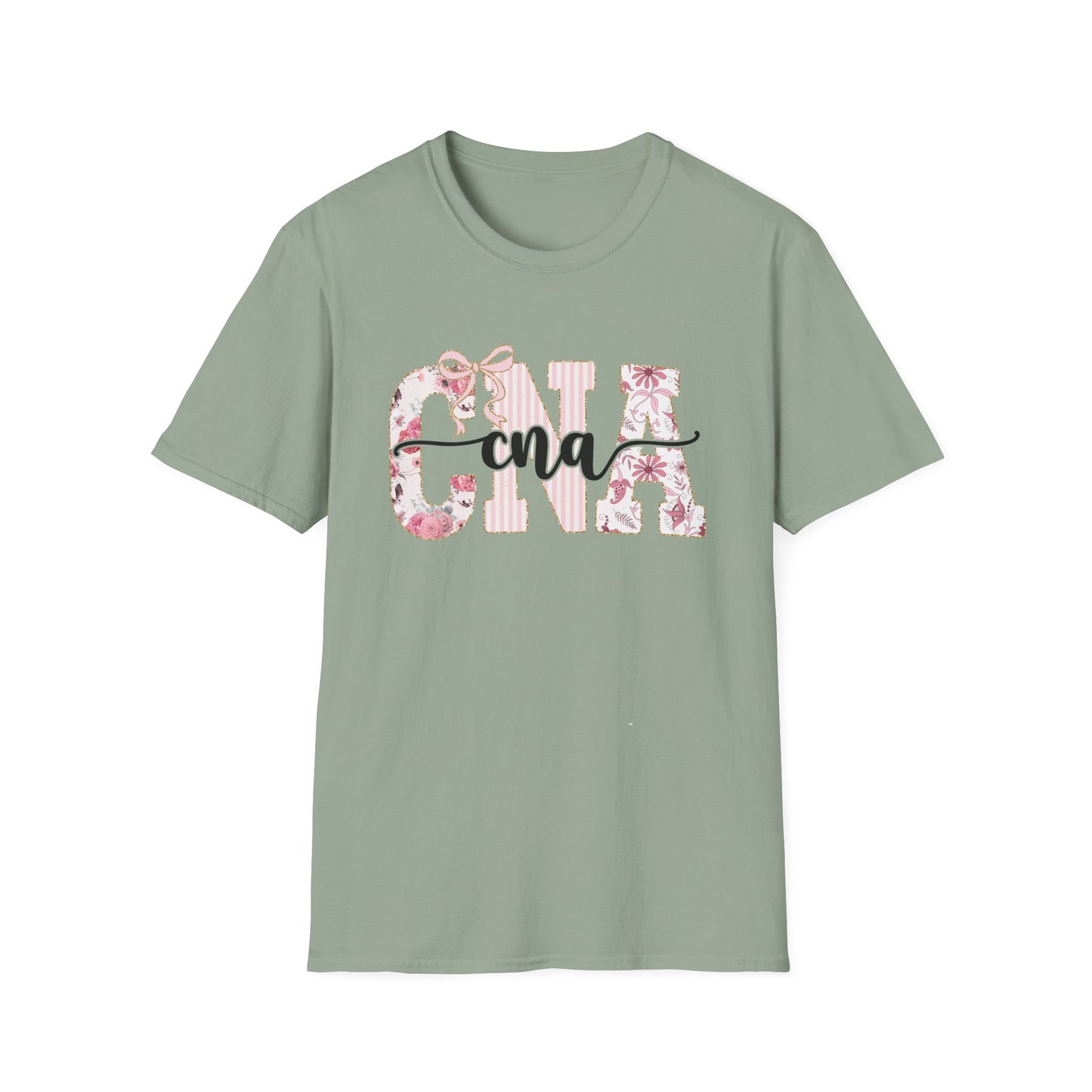 CNA Floral Monogram T-Shirt — Nurse CNA Gift, Pink Floral CNA Tee