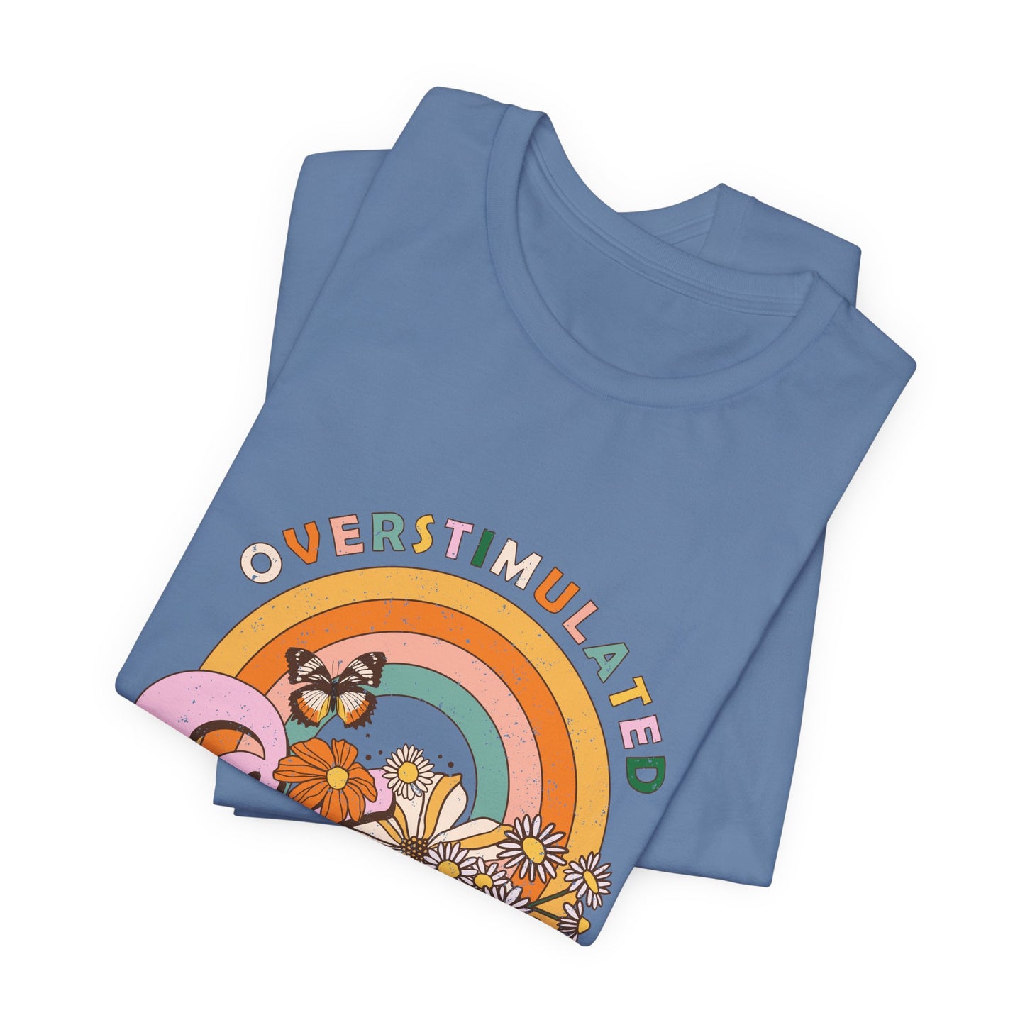 Overstimulated Moms Club Tee — Retro Rainbow Floral Mother's Day Shirt