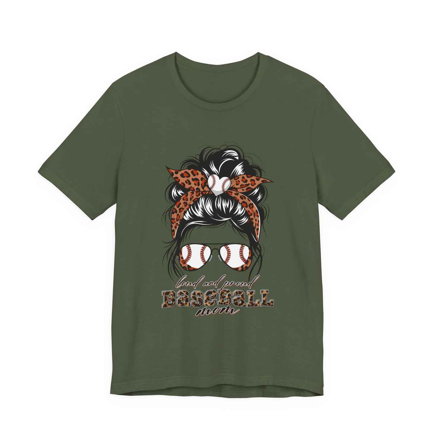 Baseball Mom Graphic Tee — Leopard Hairbow, Sunnies & "Baseball Mom" Text