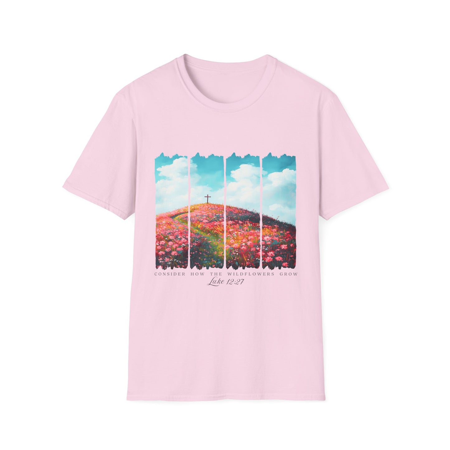 Christian Cross Meadow T-Shirt — Hope on the Hill Floral Graphic Tee