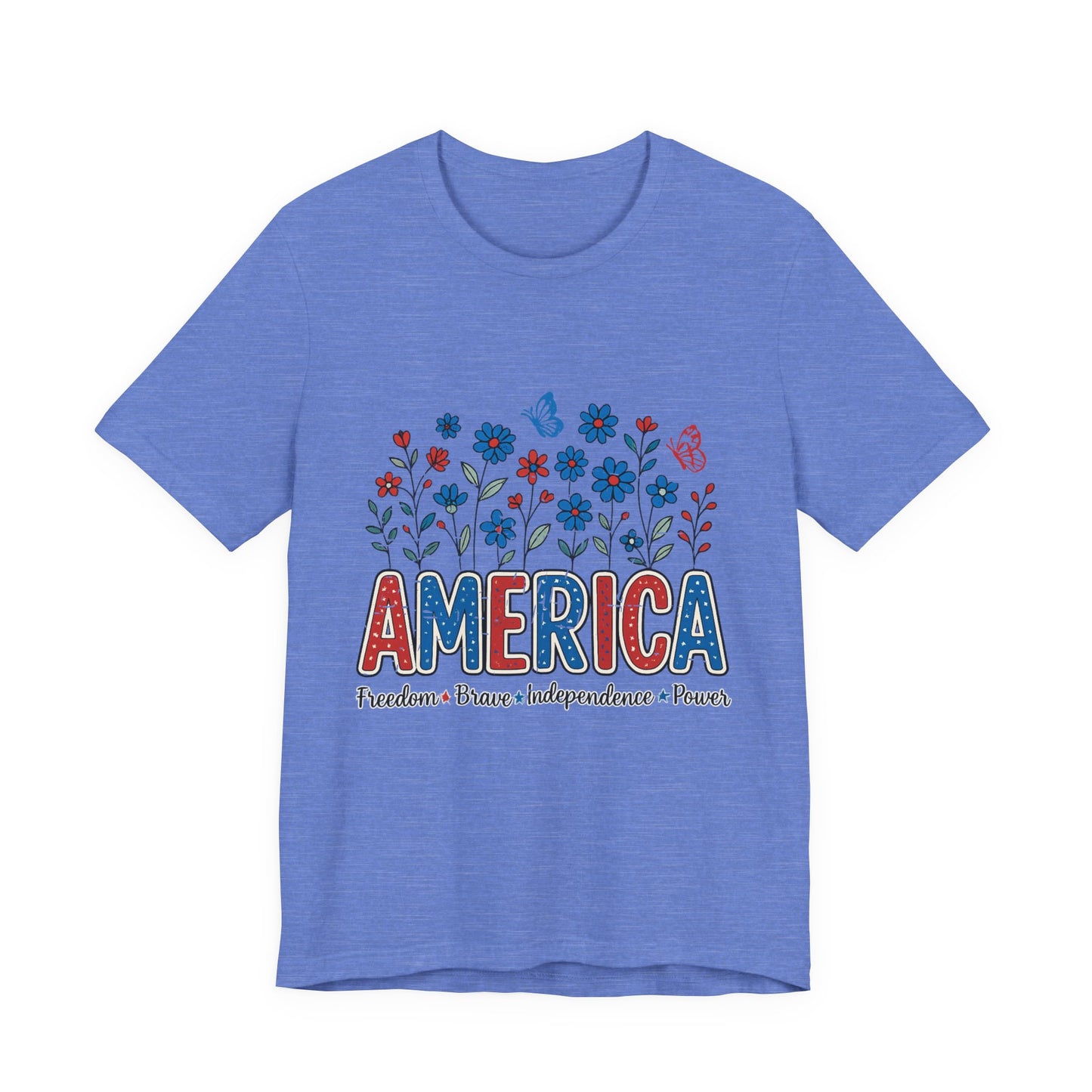 America Floral Tee — Patriotic Freedom, Bravery & Independence T-Shirt