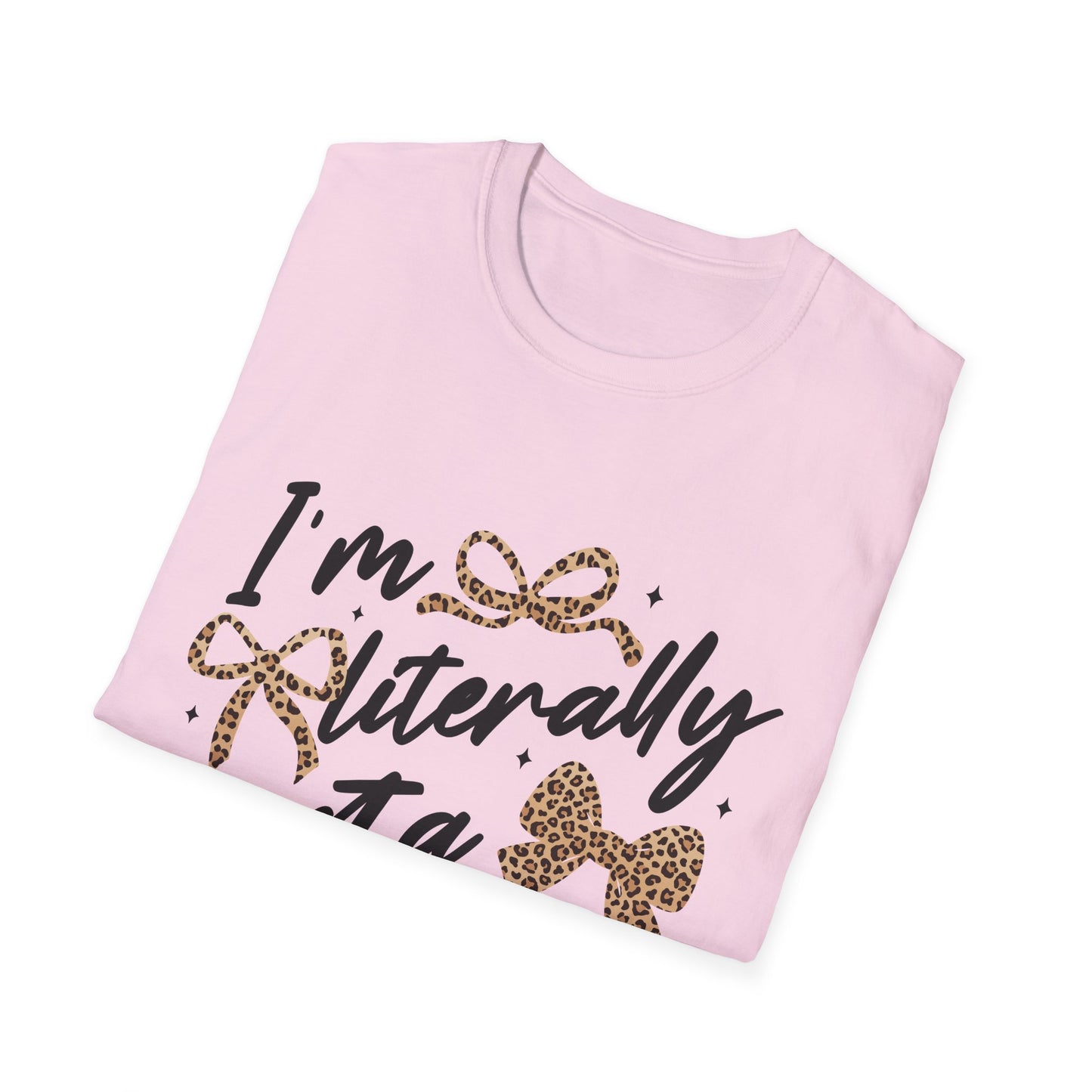 Teacher Graphic Tee — "I'm Literally Just a Teacher" Leopard Bow