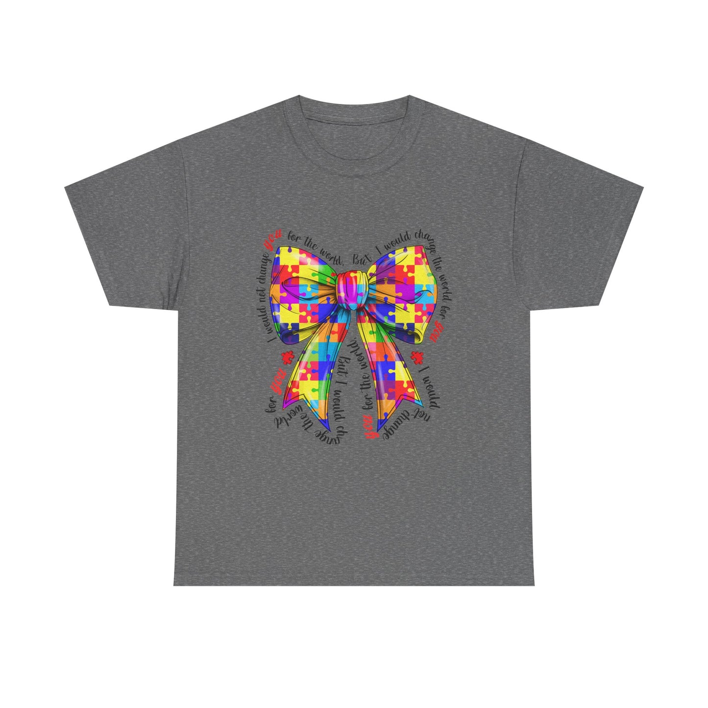 Autism Puzzle Ribbon Tee — Colorful Awareness Bow Shirt