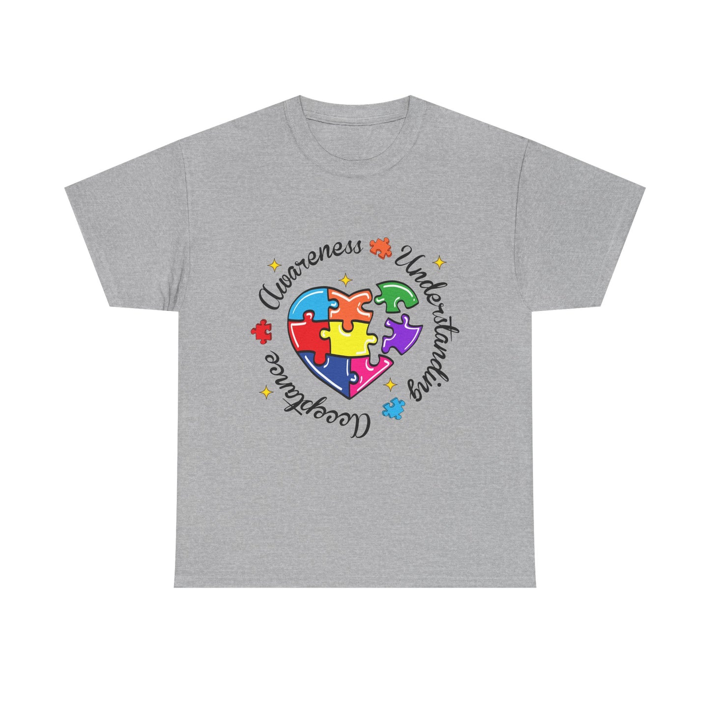Autism Awareness Puzzle Heart T-Shirt – 'Awareness, Understanding, Acceptance'