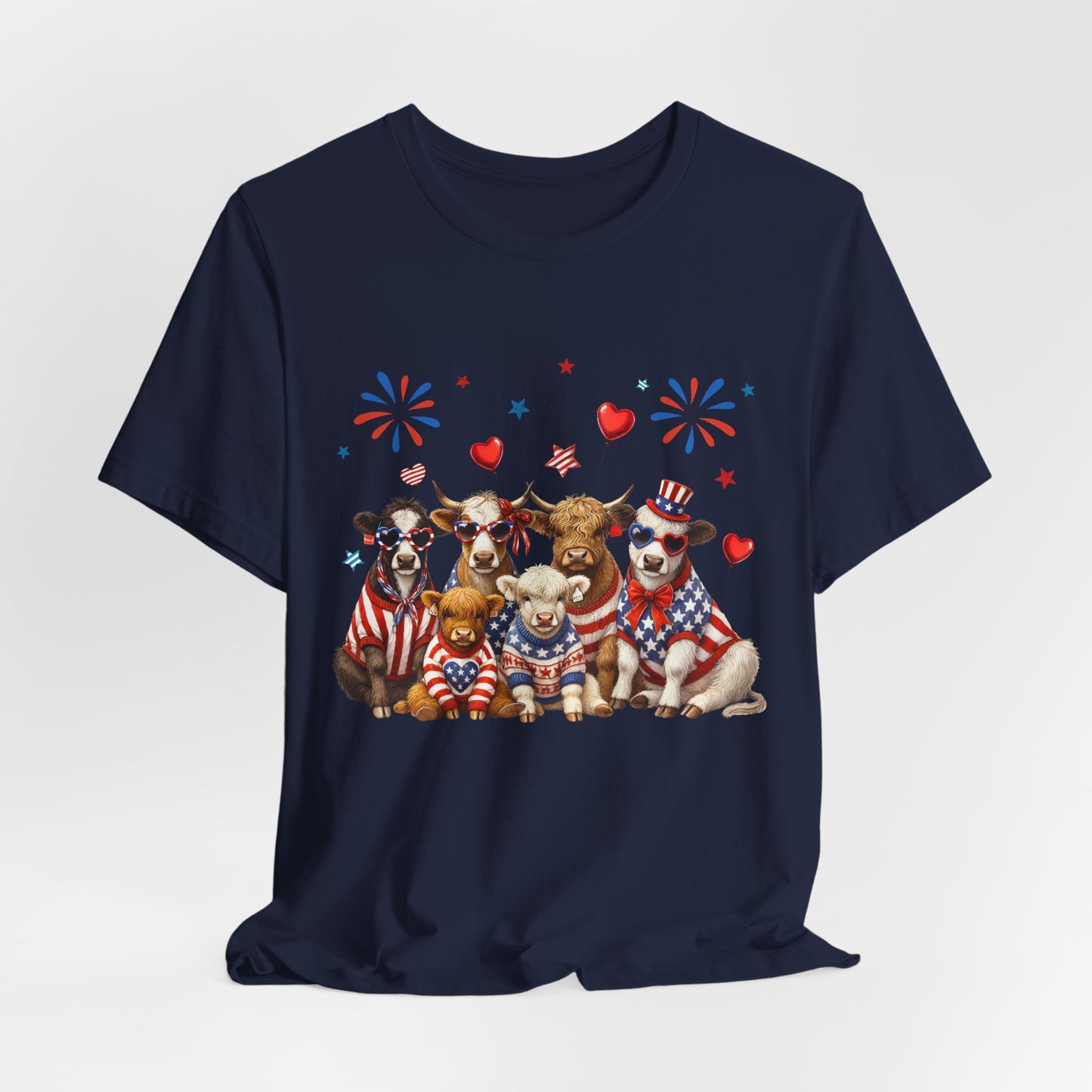 Patriotic CowsT-Shirt — Cute Cows in USA Outfit 4th of July Tee