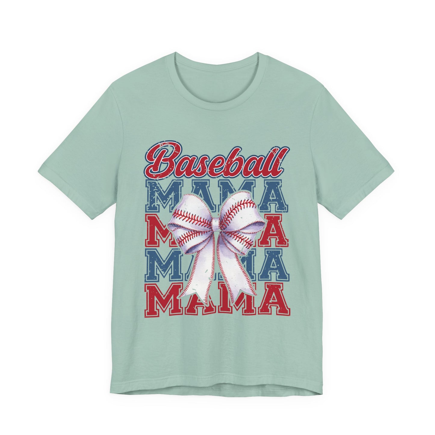 Baseball Mama Tee – Patriotic Bow Soft Cotton T‑Shirt for Baseball Moms