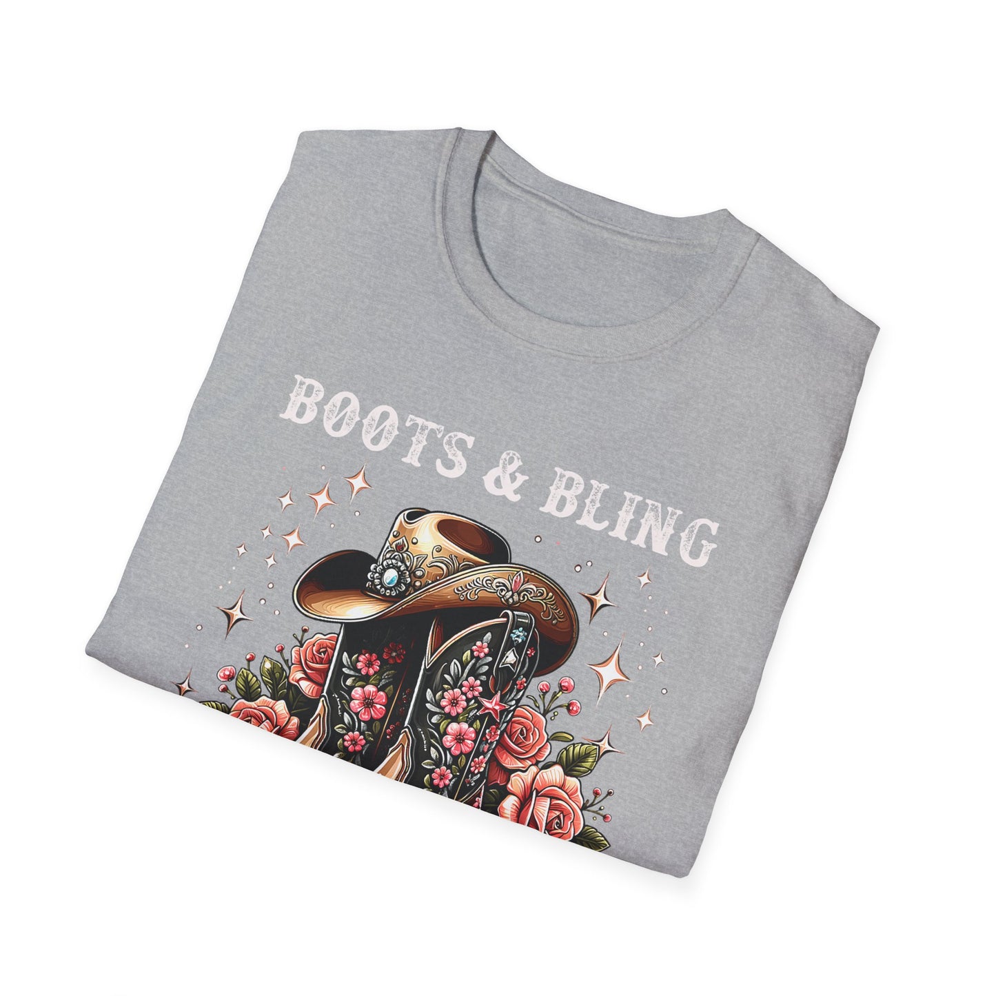 Cowgirl T-Shirt — "Boots & Bling" Floral Western Tee