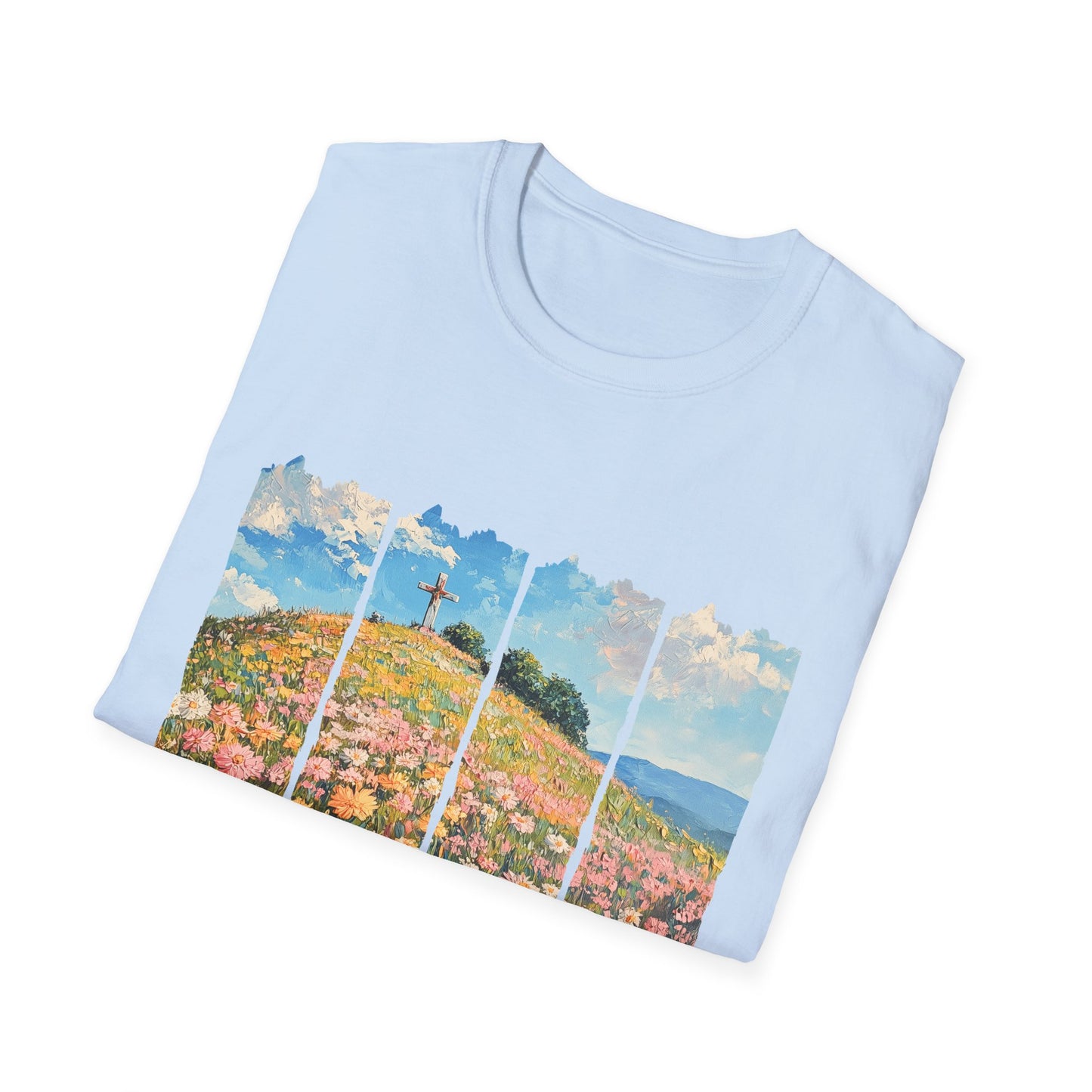 Wildflower Hills Scenic Tee — 'Live in It' Landscape Graphic T-Shirt