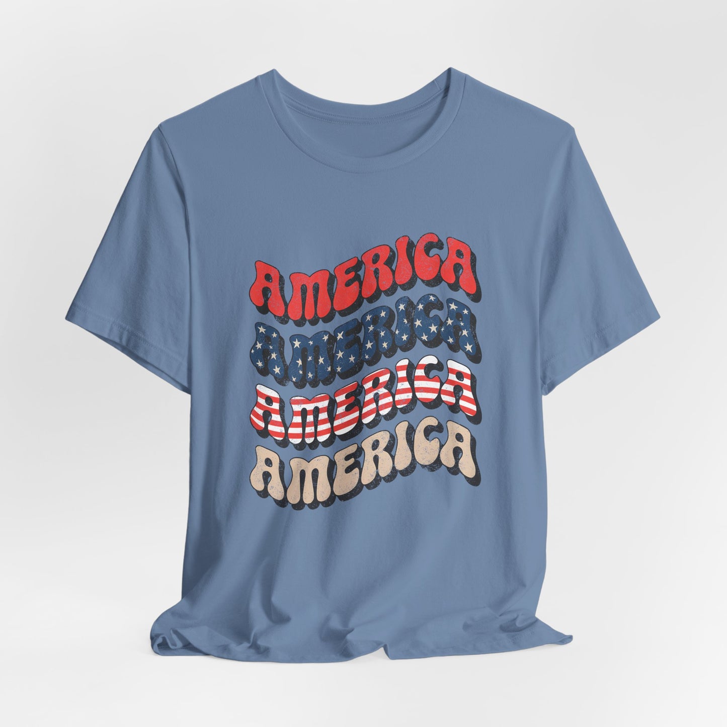 Patriotic "America" Retro Wave T-Shirt