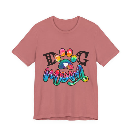 Dog Mom T-Shirt - Colorful Rainbow Paw Design
