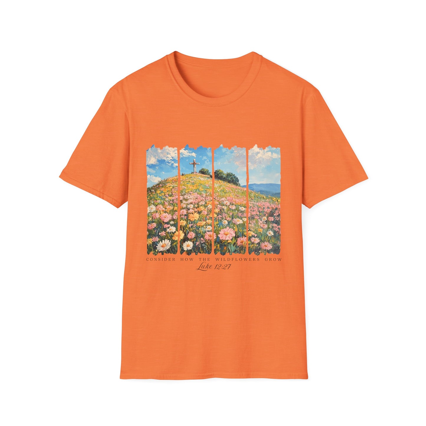 Wildflower Hills Scenic Tee — 'Live in It' Landscape Graphic T-Shirt