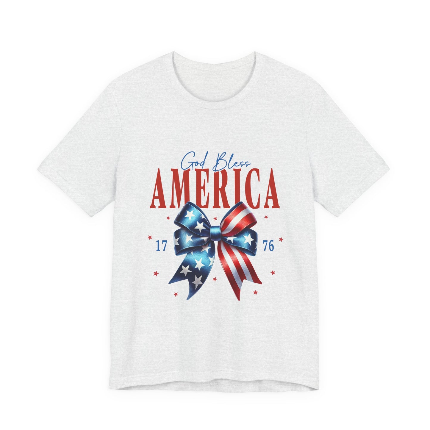 God Bless America Bow T-Shirt — Patriotic 1776 Fourth of July Tee