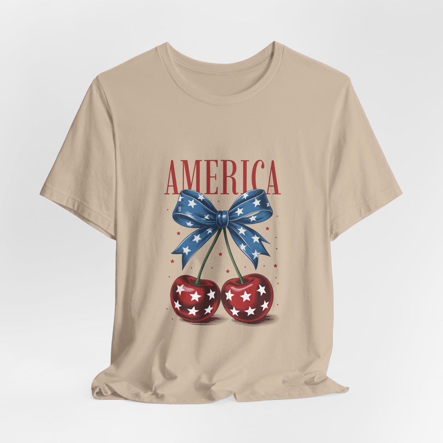 America Cherry Tee — Patriotic Stars & Stripes Graphic T-Shirt