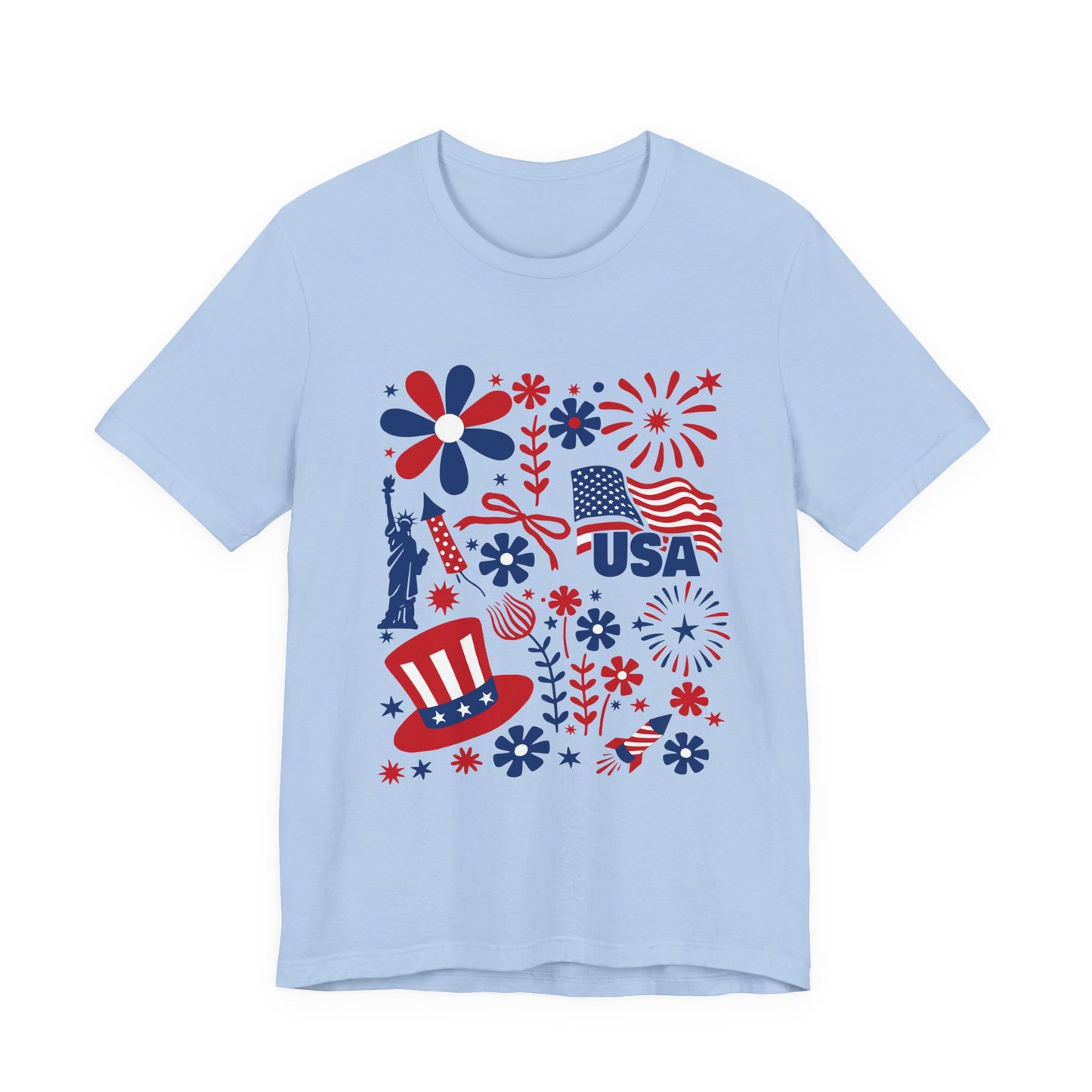 USA Patriotic T-Shirt – Fourth of July Fireworks & Liberty Graphic Tee