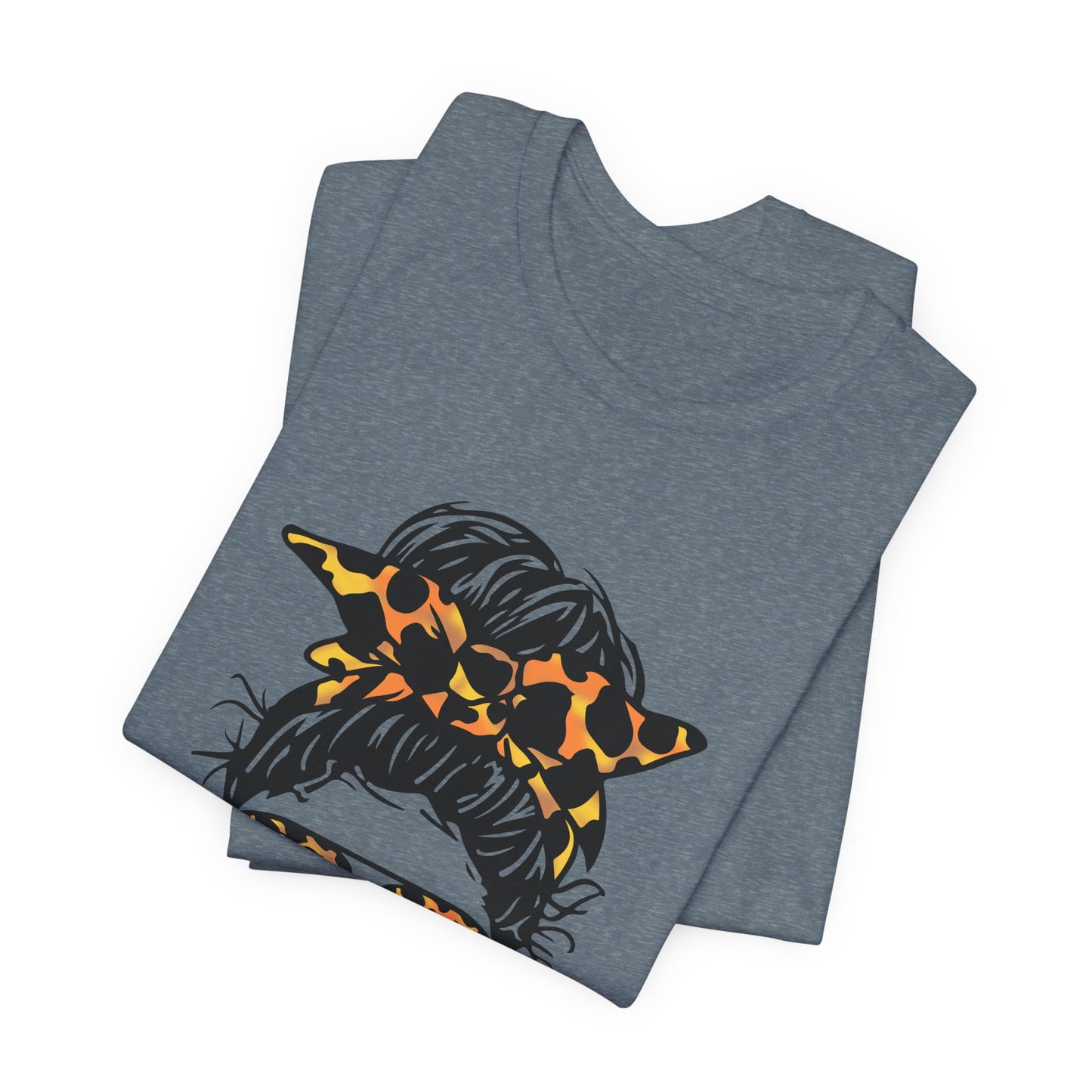 Dog Mom T-Shirt – "Kinda Busy Being a Dog Mom" Leopard Print Messy Bun Tee