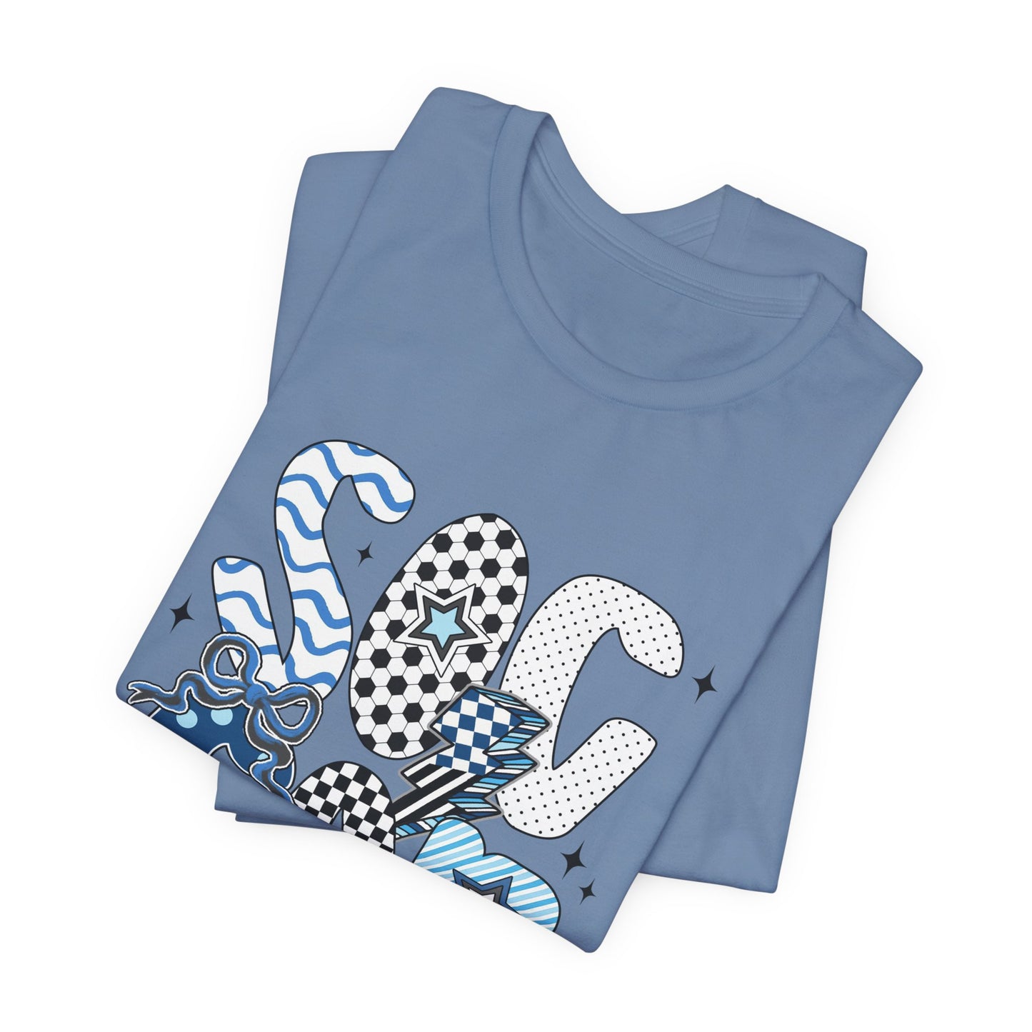 Soccer Mama Graphic Tee — 'Soccer Mama' Blue Patterned Design