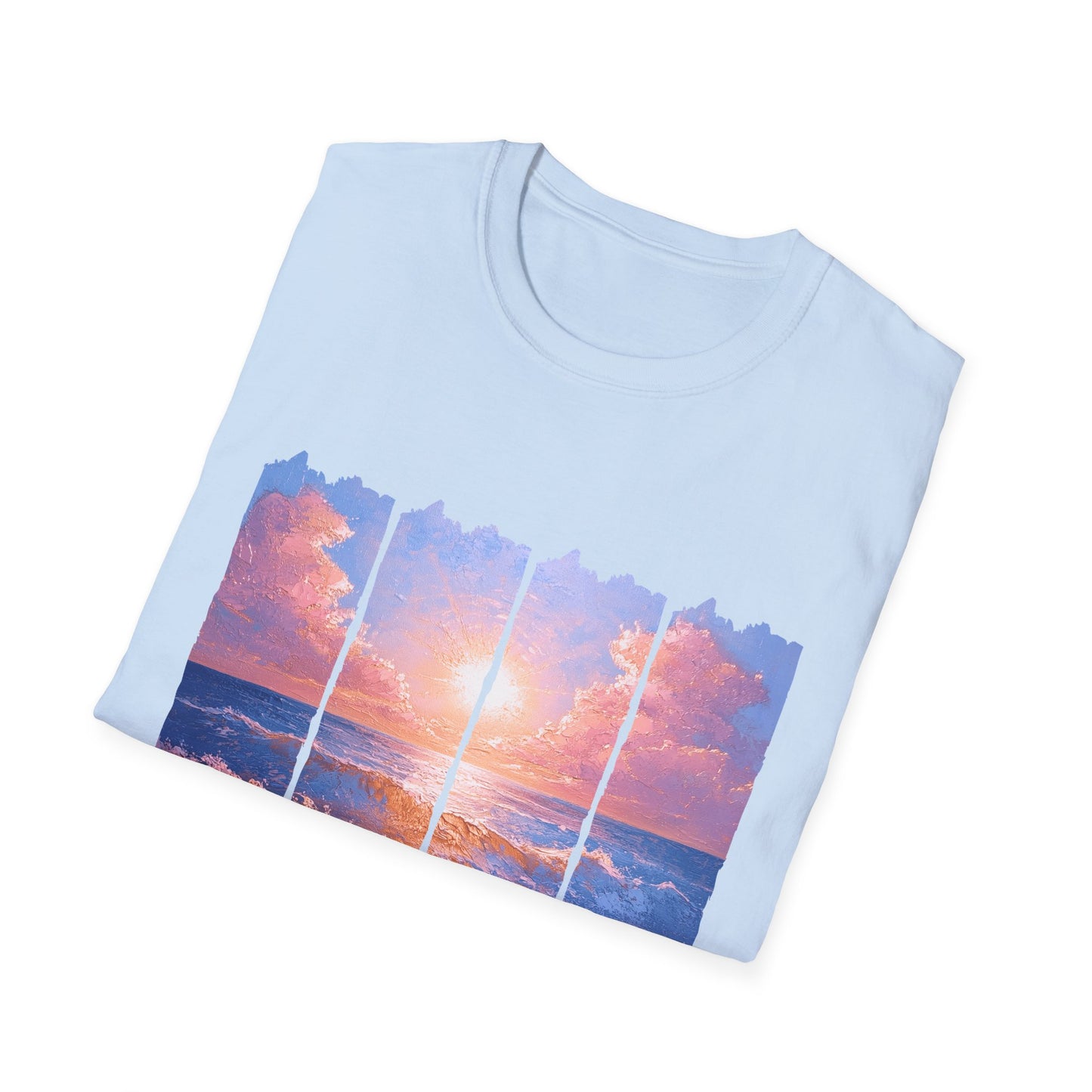 Sunset Ocean Panel T-Shirt — "Pray Without Ceasing" Inspirational Beach Tee