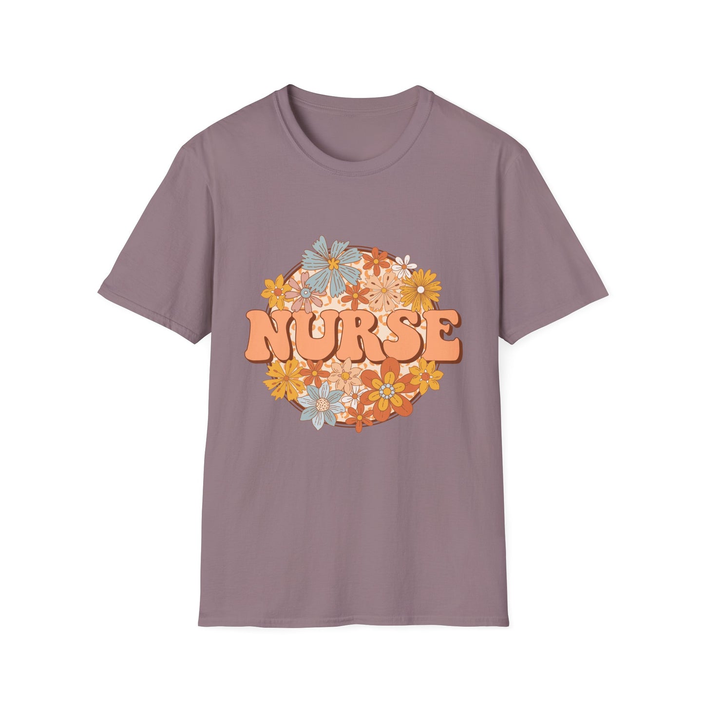 Nurse Floral Retro Tee — "NURSE" Vintage Flower Graphic T-Shirt