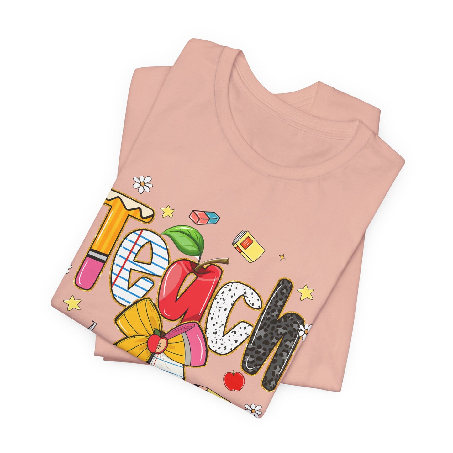 Teacher Floral Pencil Tee - "Teach" Cute School T-Shirt for Educators