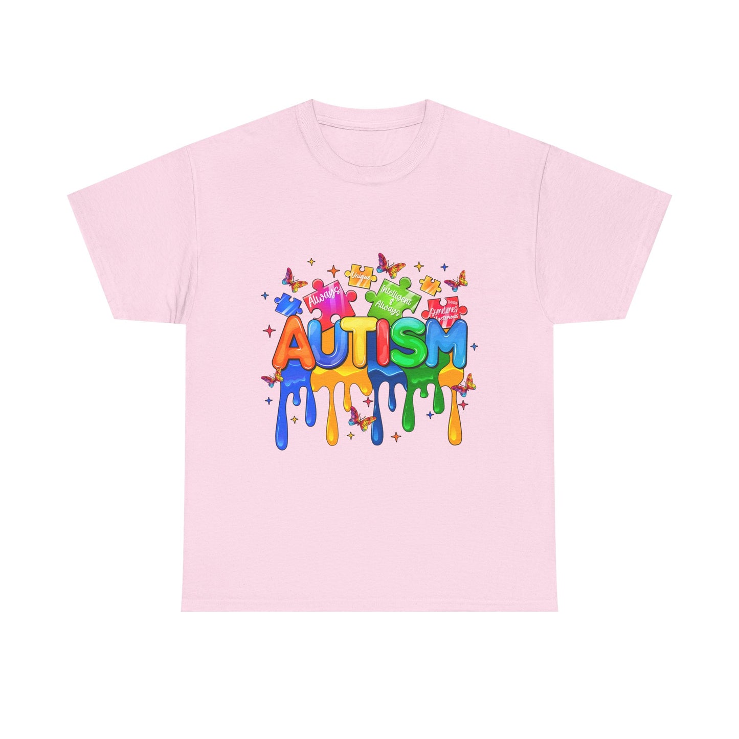 Autism Awareness Puzzle Heart T-Shirt — Colorful Drip Design