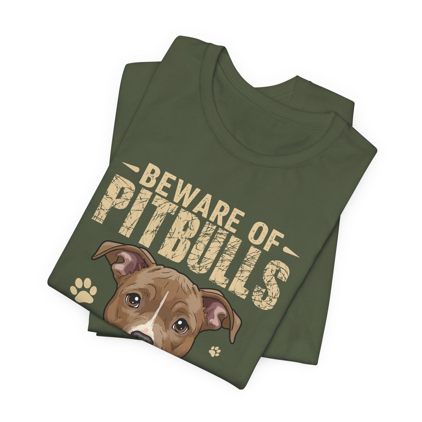 Pitbull Lover T-Shirt — "Beware of Pitbulls They Will Steal Your Hearts" Cute Dog Tee