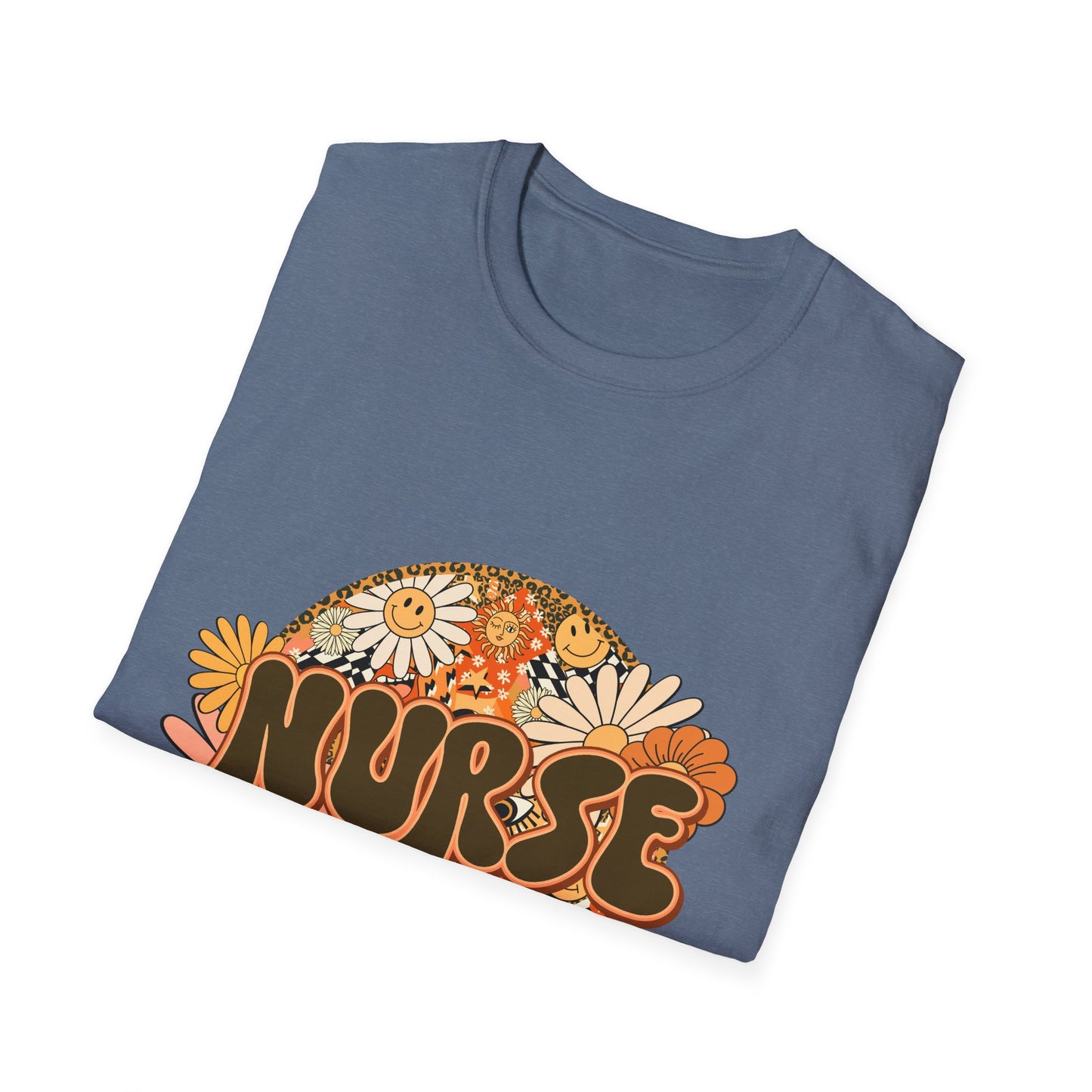 Retro Floral 'Nurse' T-Shirt — 70s Vintage Daisy Design for Nurses