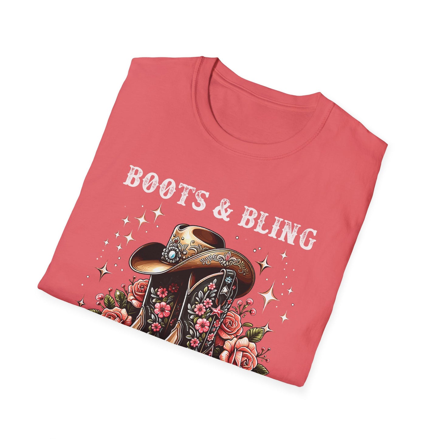 Cowgirl T-Shirt — "Boots & Bling" Floral Western Tee