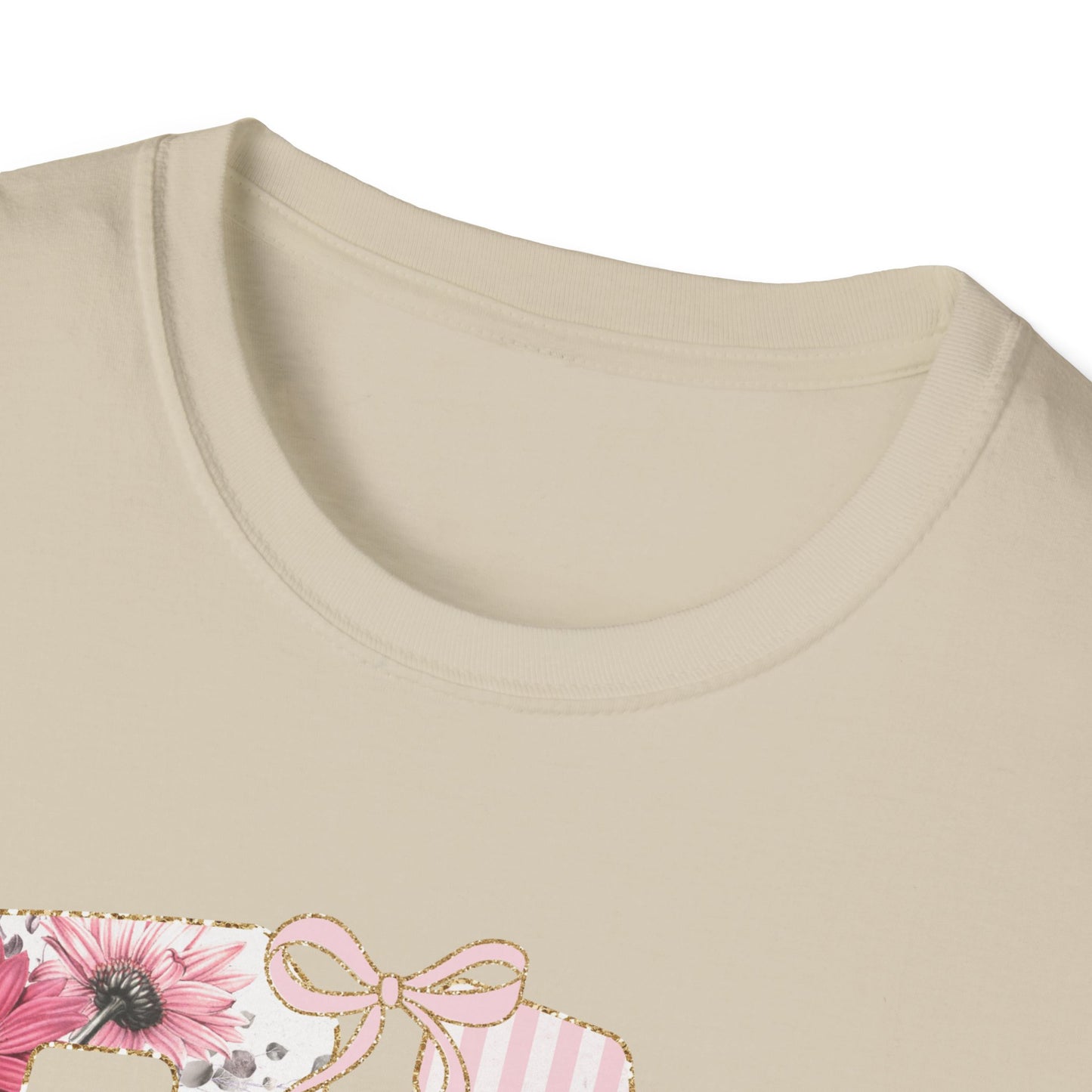 T-Shirt — RN Floral Script Design (Pink Stripes & Roses)