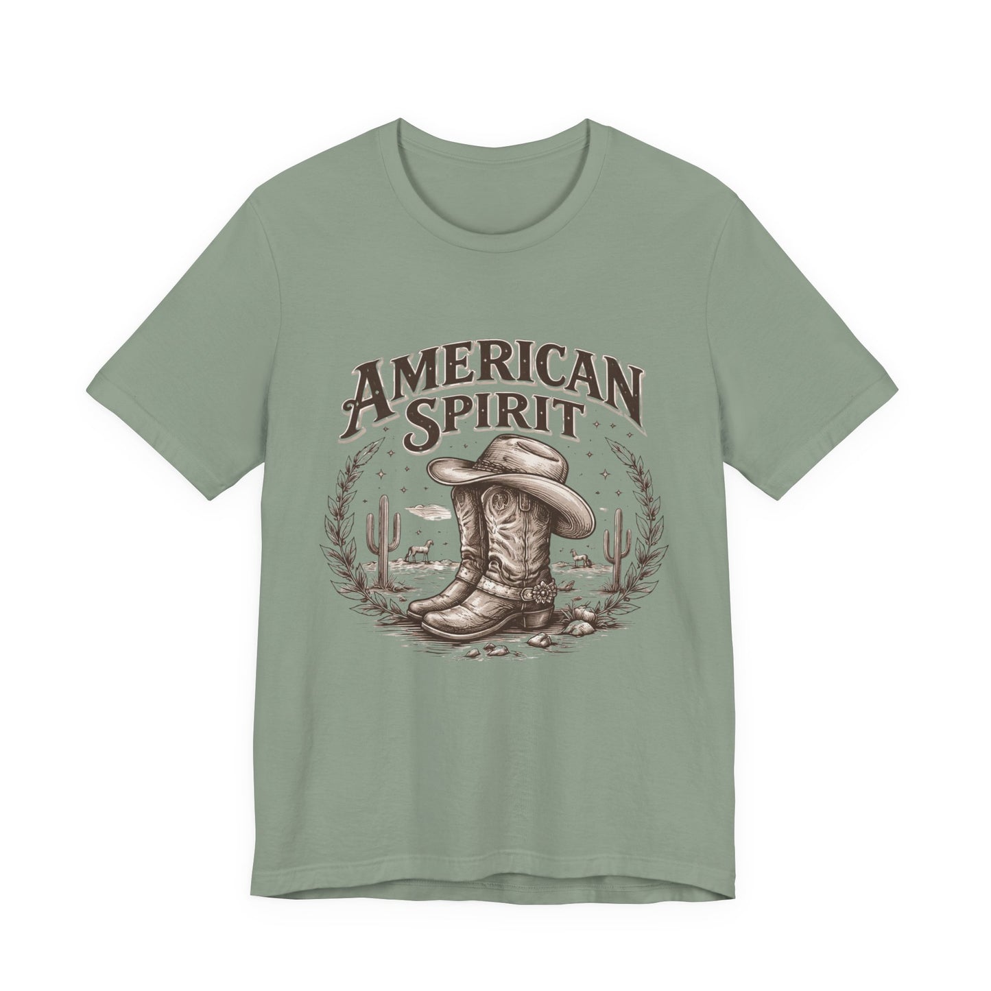 American Spirit Cowboy Tee — Western Boot & Cactus Vintage Graphic T-Shirt