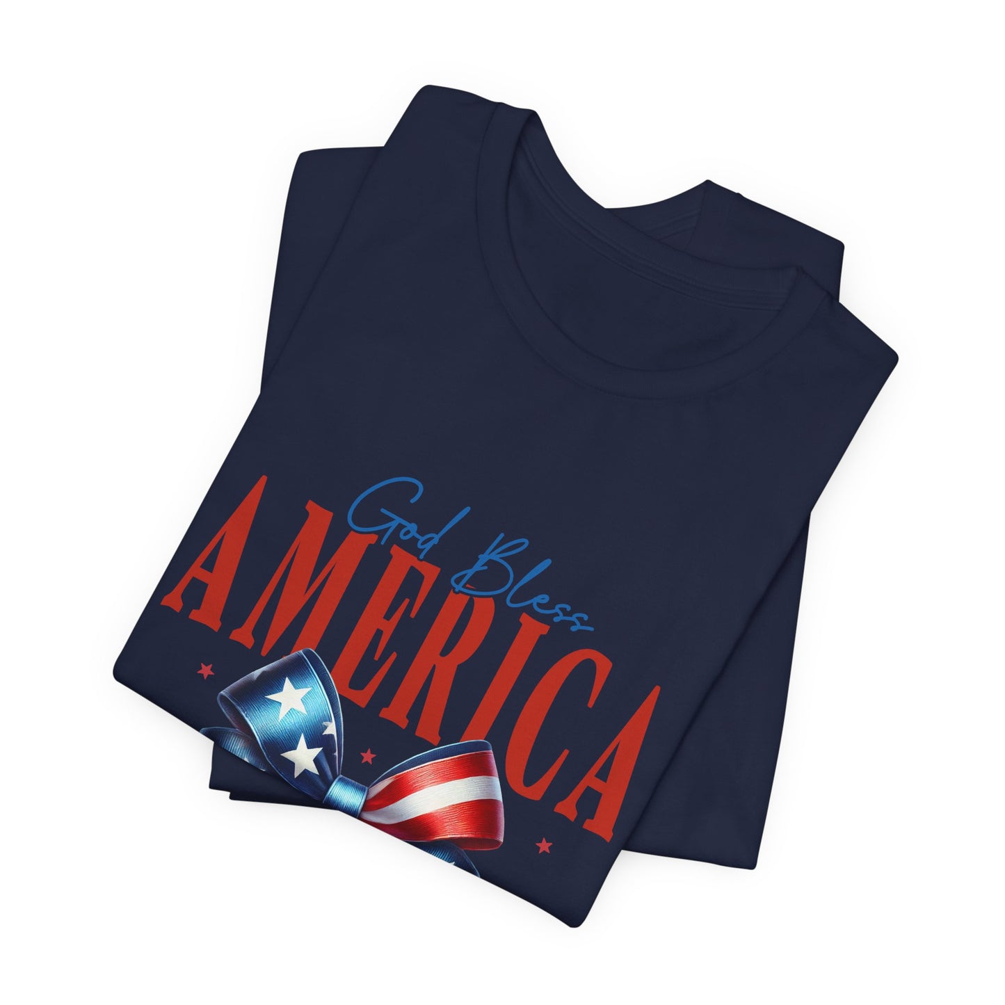 God Bless America Bow T-Shirt — Patriotic 1776 Fourth of July Tee