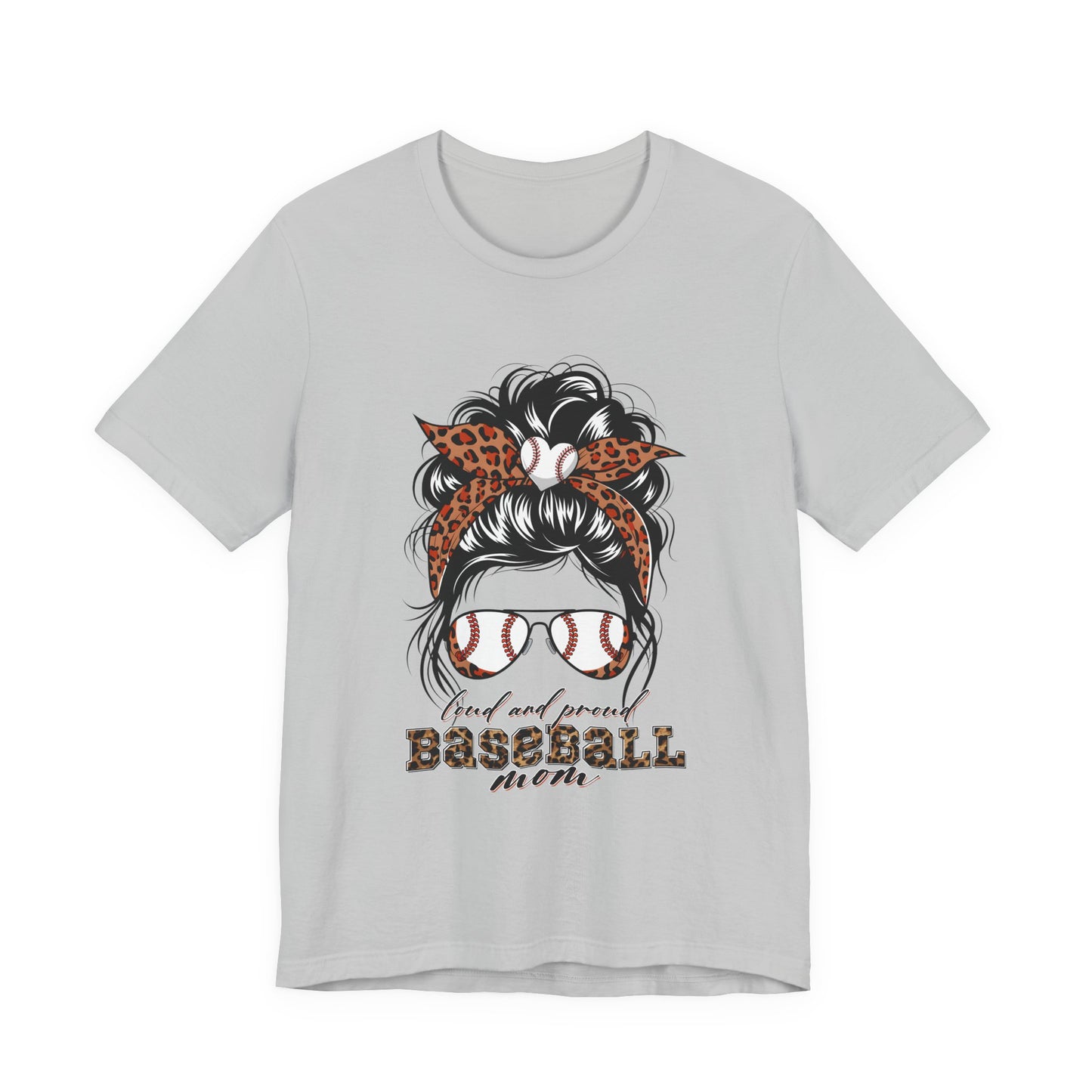 Baseball Mom Graphic Tee — Leopard Hairbow, Sunnies & "Baseball Mom" Text